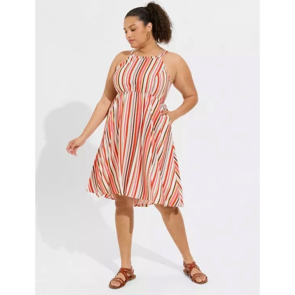 NWT Torrid‎ a-line striped mini dress classic spring girly colorful swing dress